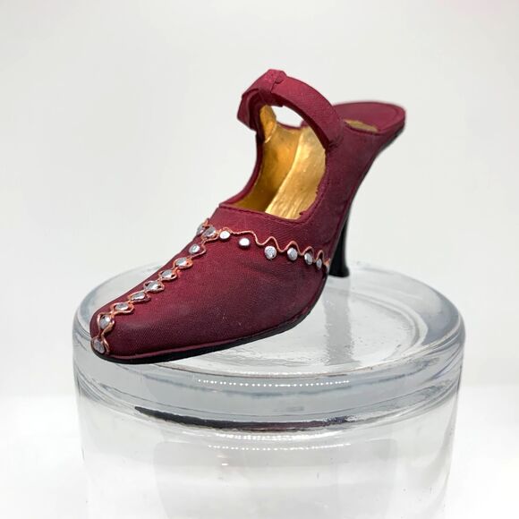 Collectible Miniature Shoe Decoration Burgundy and Metallic - Picture 1 of 10
